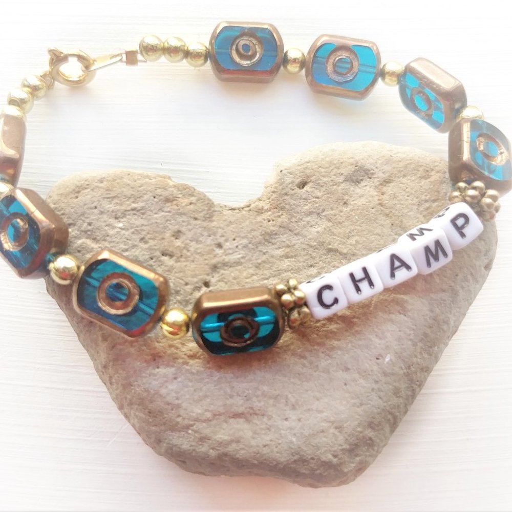 Vsco Girl Inspired Beaded Word Bracelet- CHAMP